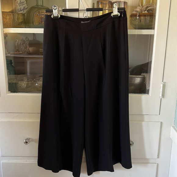 NWOT $338 Eileen fisher black silk wide leg Georgette culotte cropped pant - Picture 3 of 14